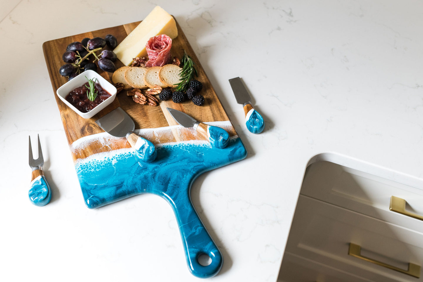 knife set set of 4 accented with resin