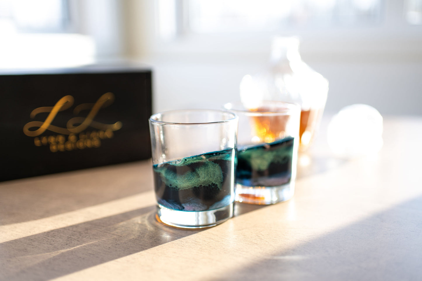 NEW!!! Resin Coated Old Fashioned Whisky Glasses (Set of 2)