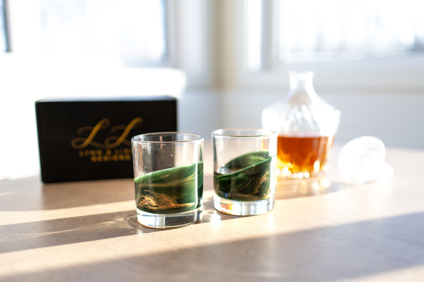 NEW!!! Resin Coated Old Fashioned Whisky Glasses (Set of 2)