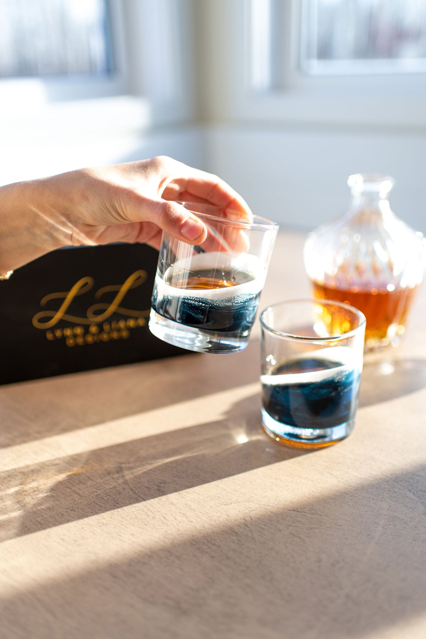 NEW!!! Resin Coated Old Fashioned Whisky Glasses (Set of 2)