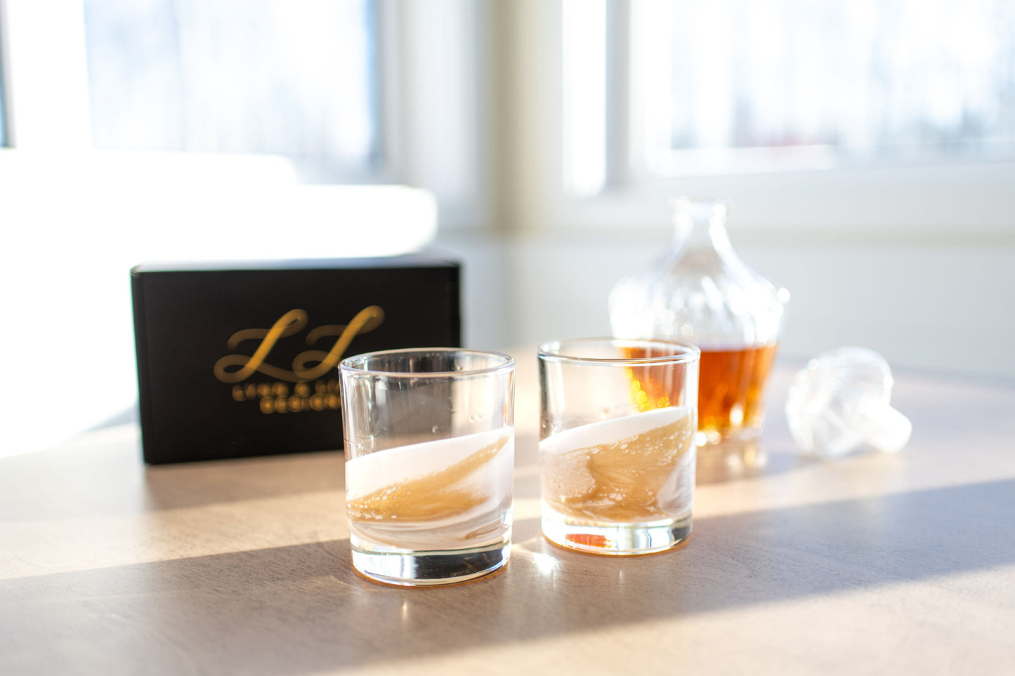 NEW!!! Resin Coated Old Fashioned Whisky Glasses (Set of 2)