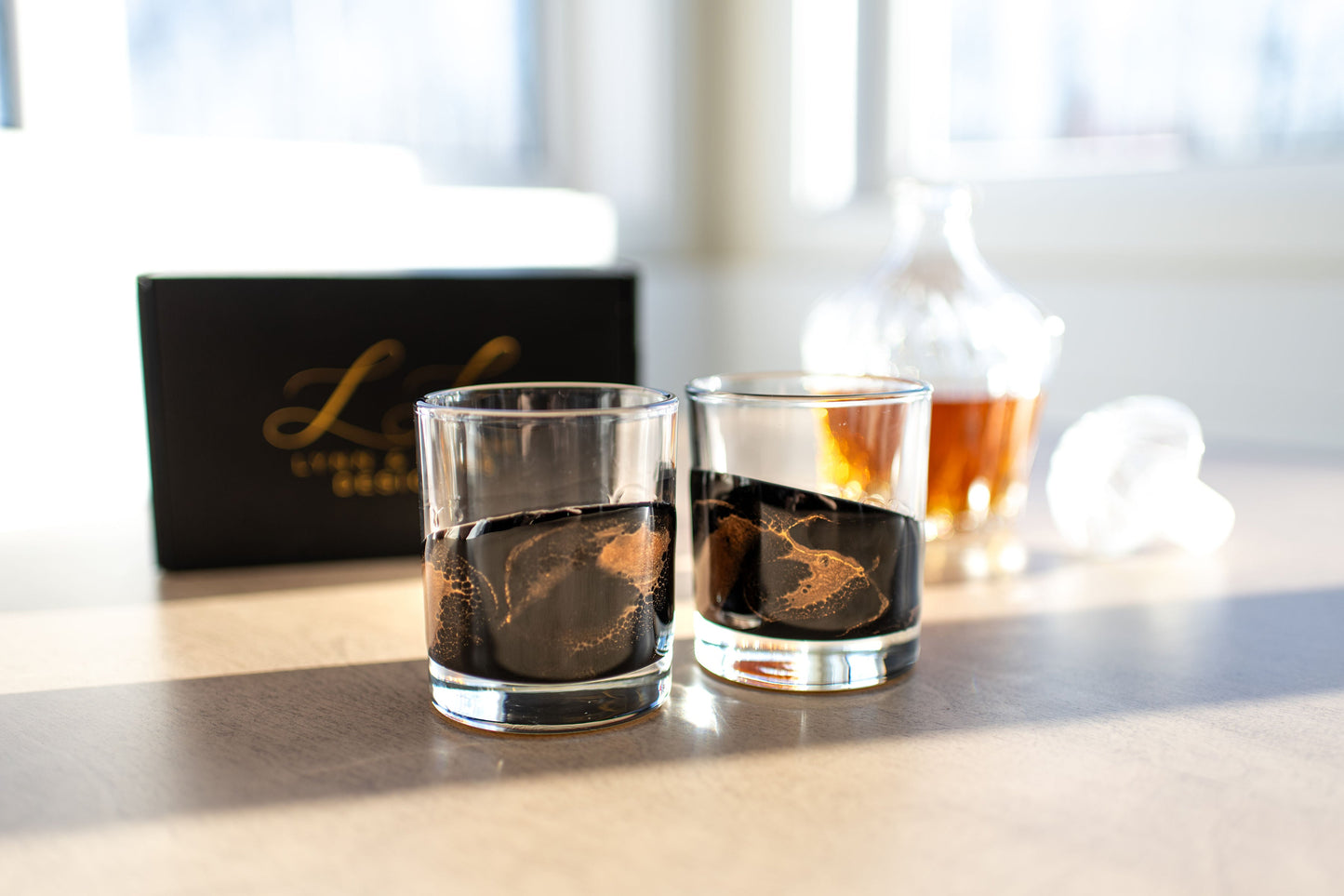 NEW!!! Resin Coated Old Fashioned Whisky Glasses (Set of 2)