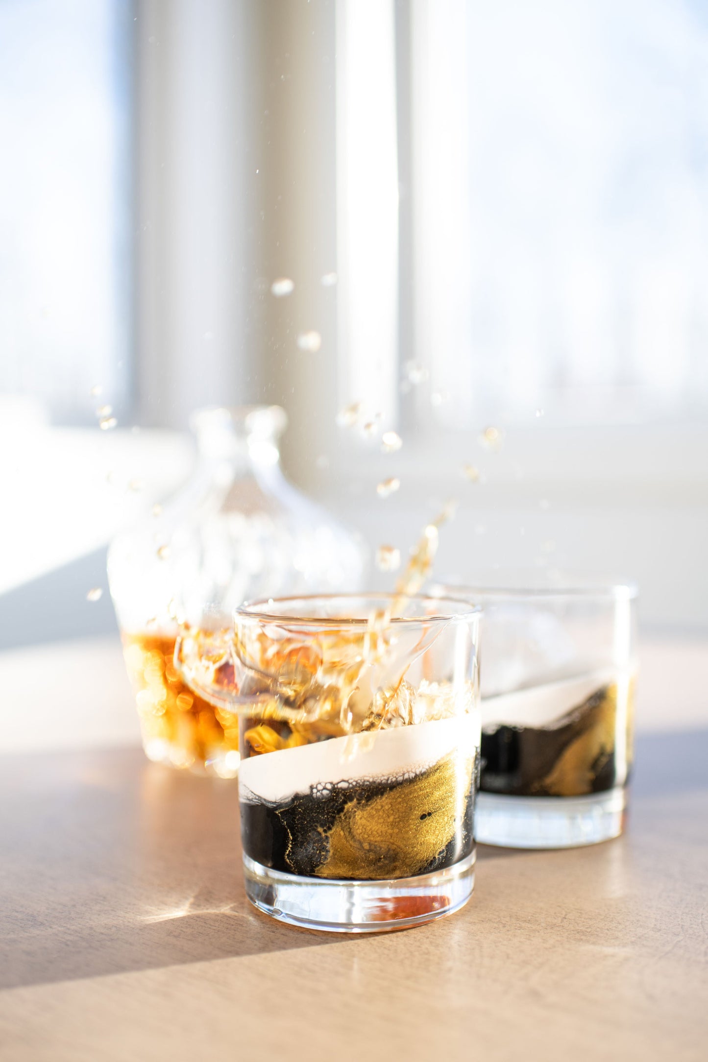 NEW!!! Resin Coated Old Fashioned Whisky Glasses (Set of 2)