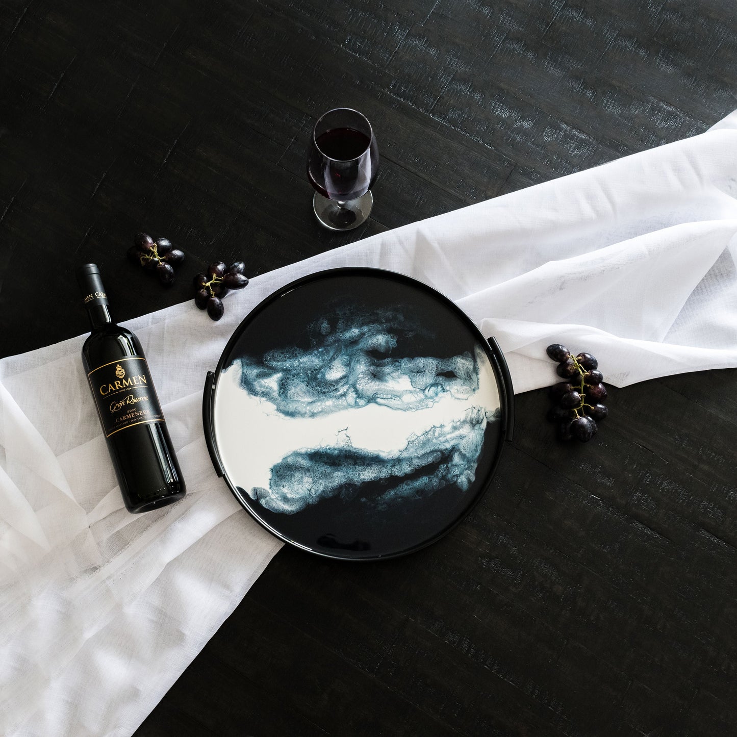 NEW! Resin Black Round Tray