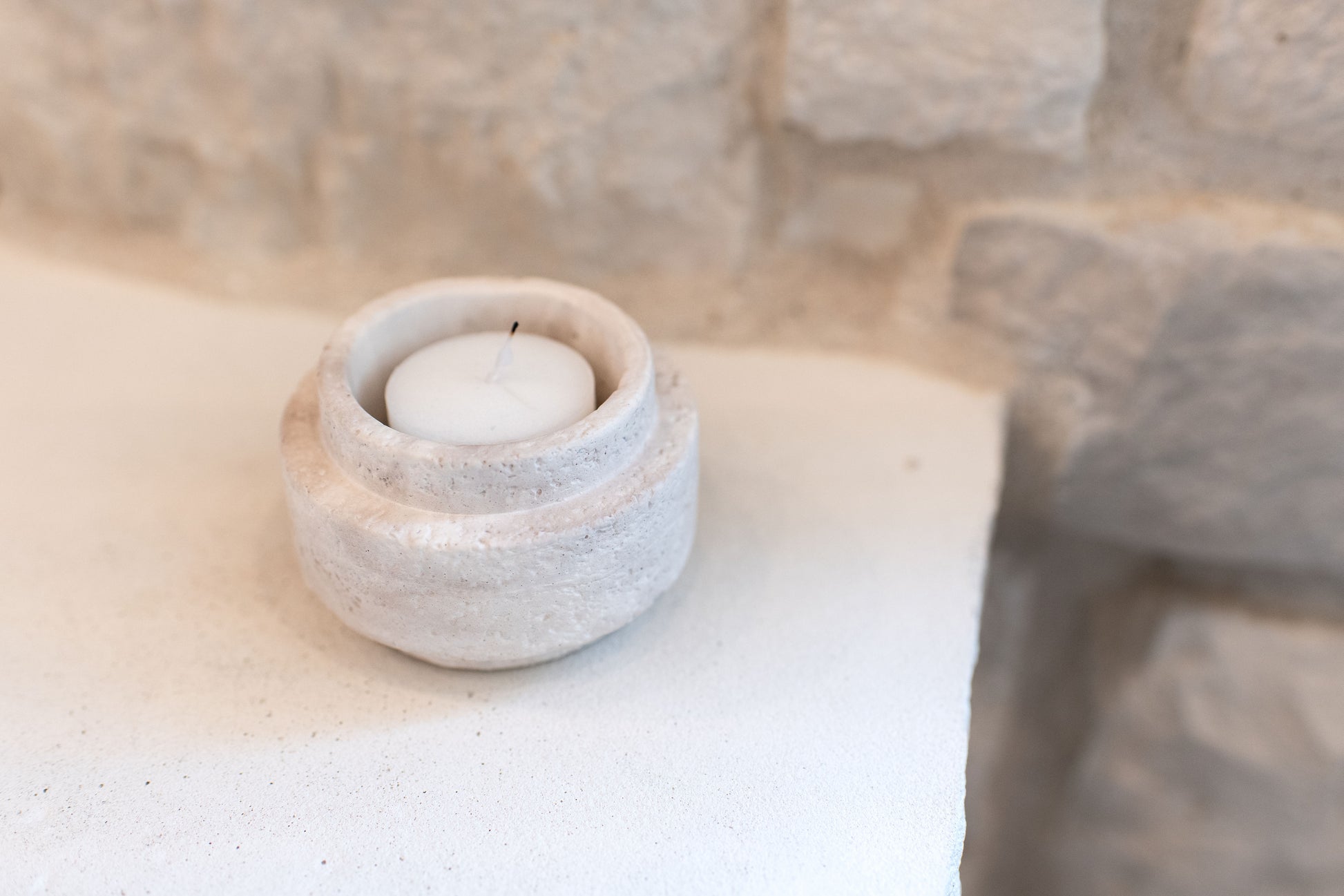 Close up of the top part of the Limestone candle holder 