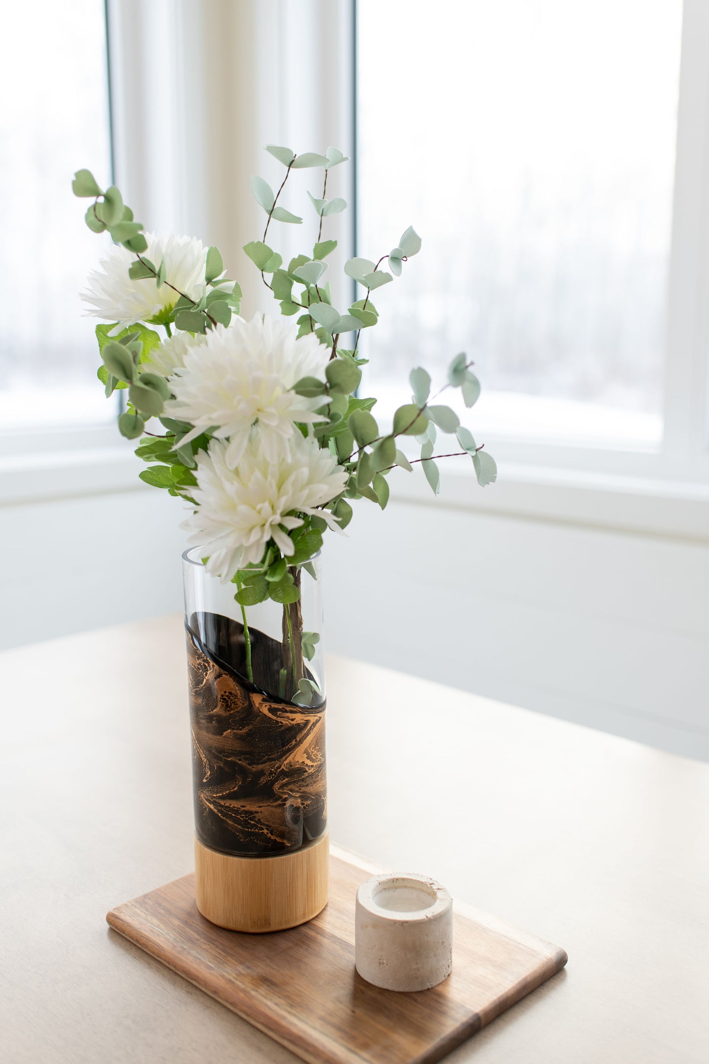 Resin Accented Vase with Bamboo Base