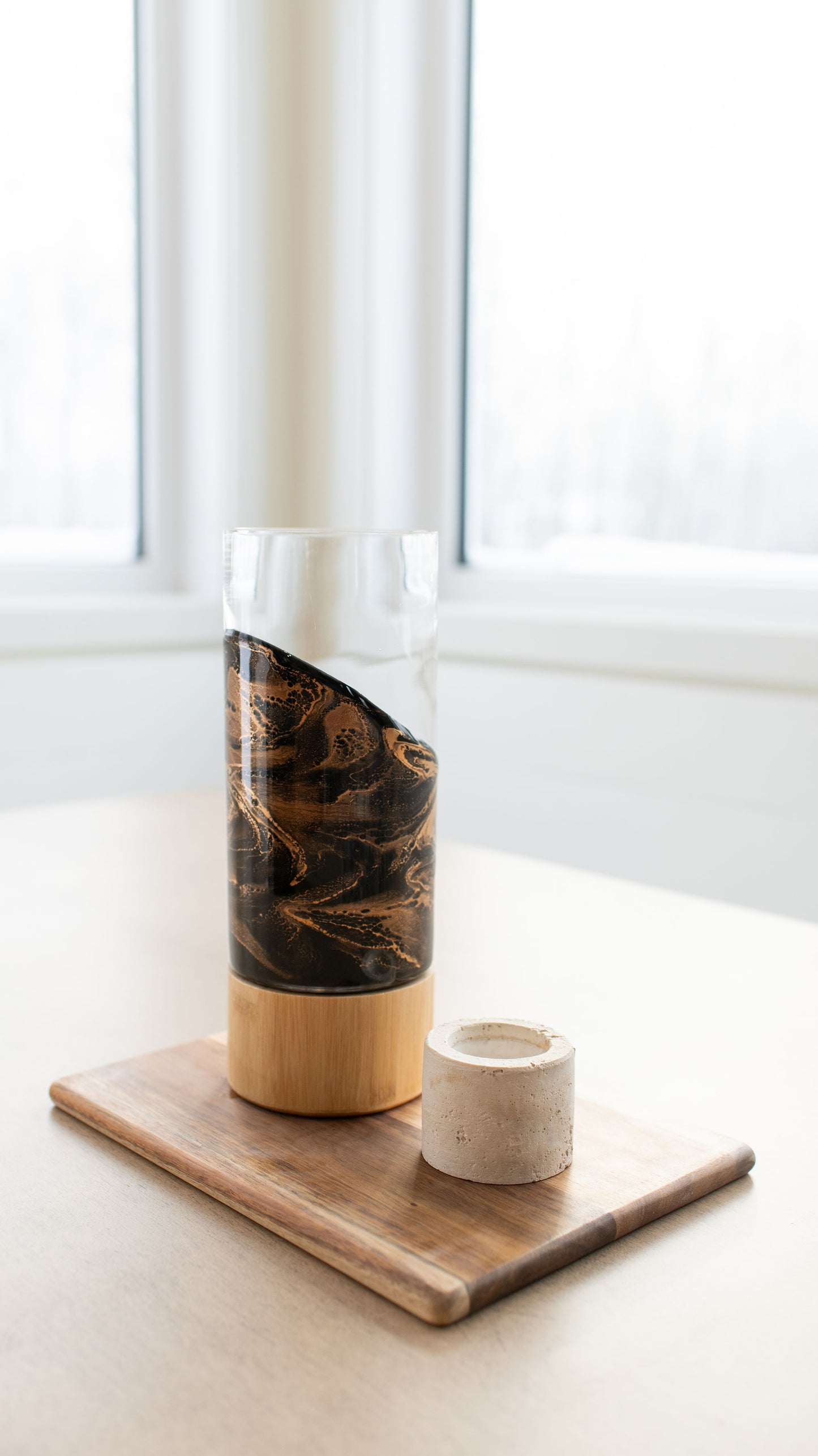 Resin Accented Vase with Bamboo Base