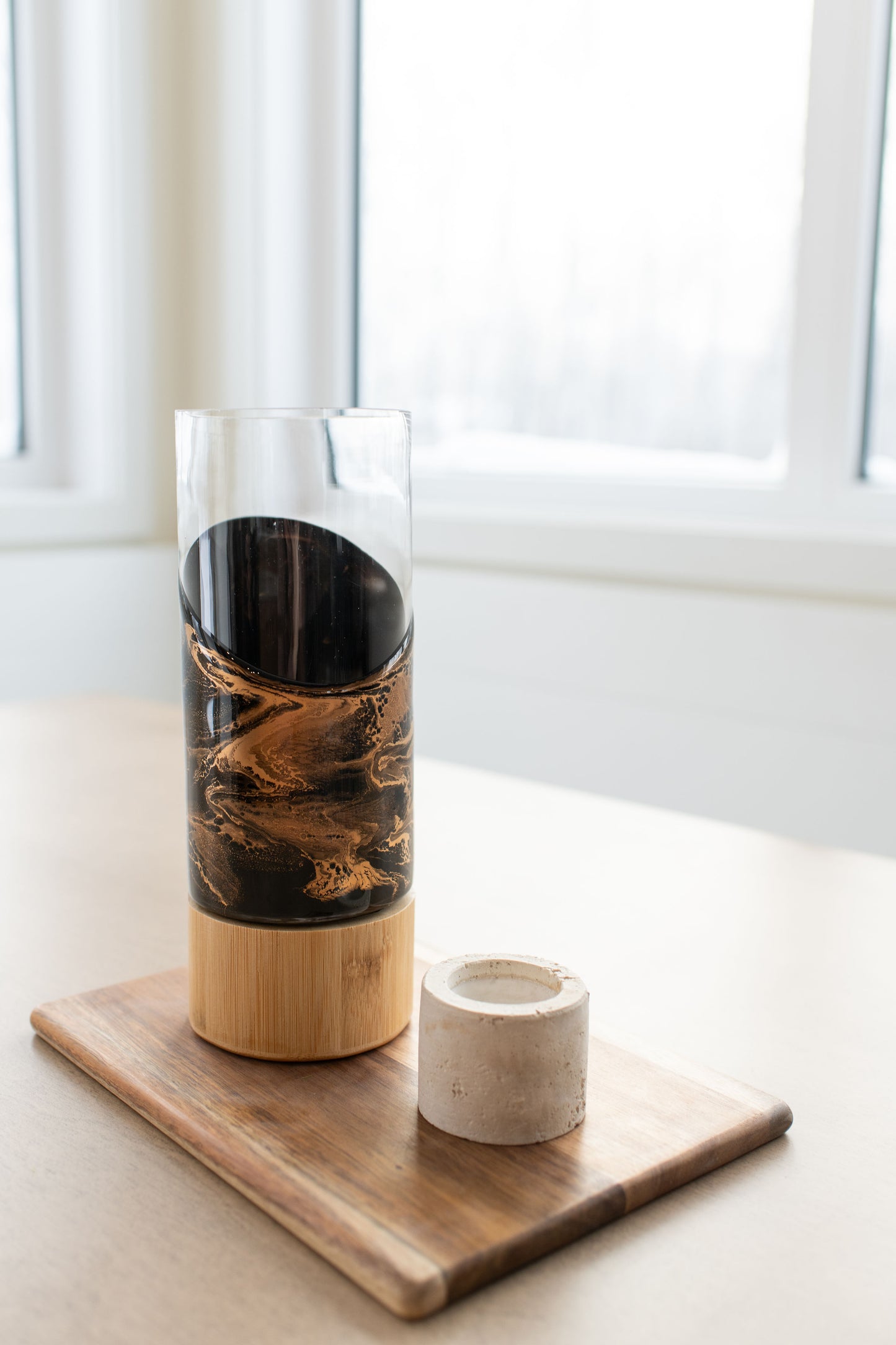 Resin Accented Vase with Bamboo Base