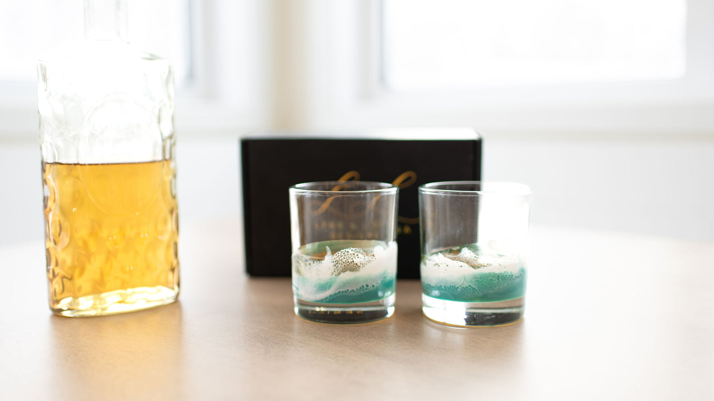 NEW!!! Resin Coated Old Fashioned Whisky Glasses (Set of 2)