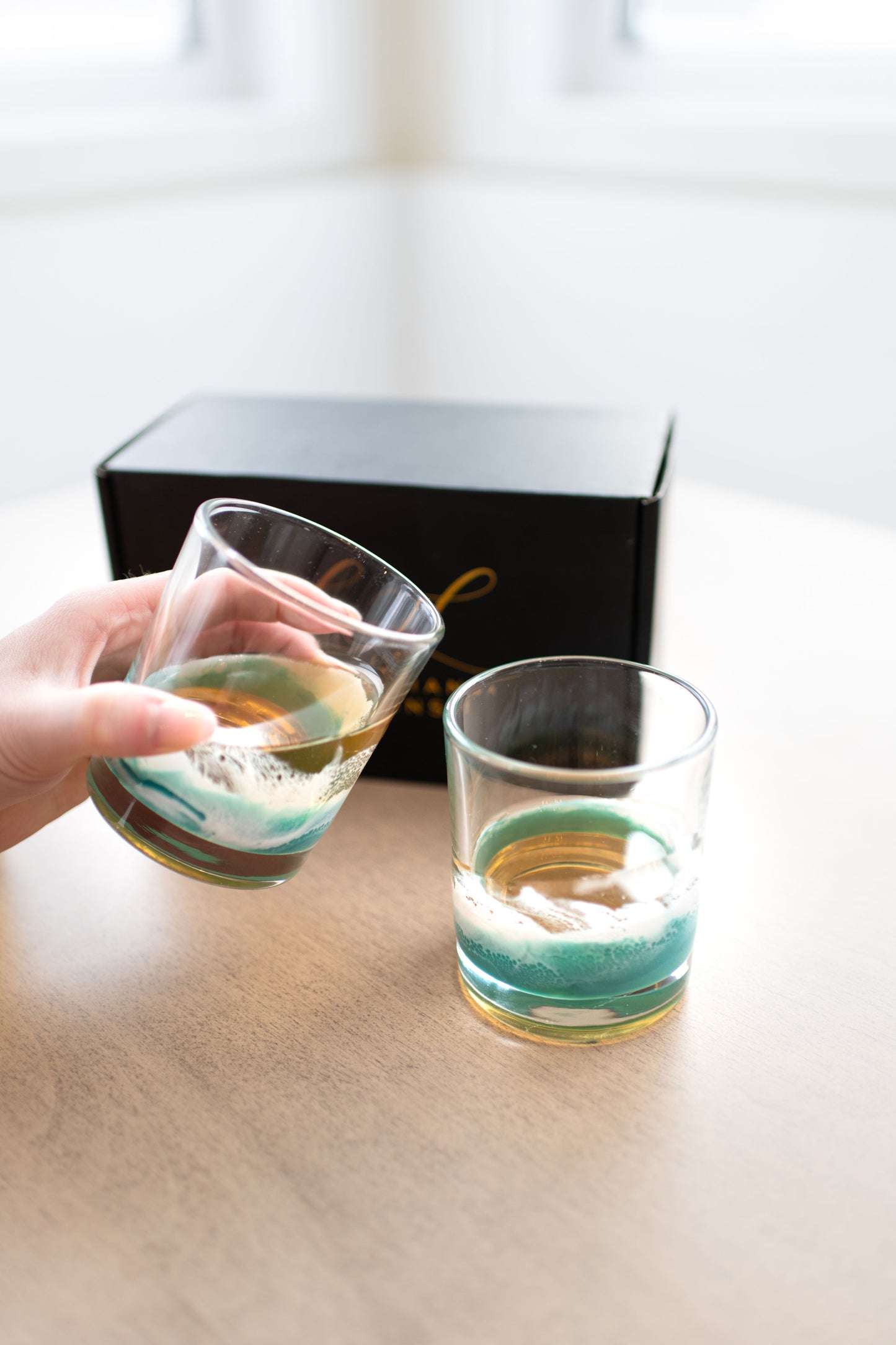 NEW!!! Resin Coated Old Fashioned Whisky Glasses (Set of 2)