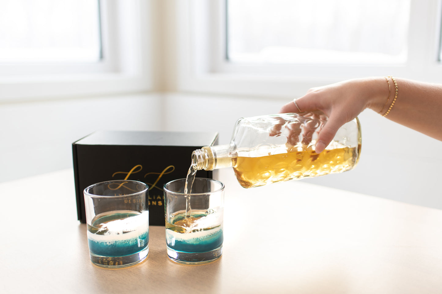 NEW!!! Resin Coated Old Fashioned Whisky Glasses (Set of 2)