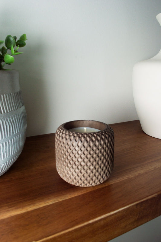 Stoneware Collection - Lattice Vessel with Candle