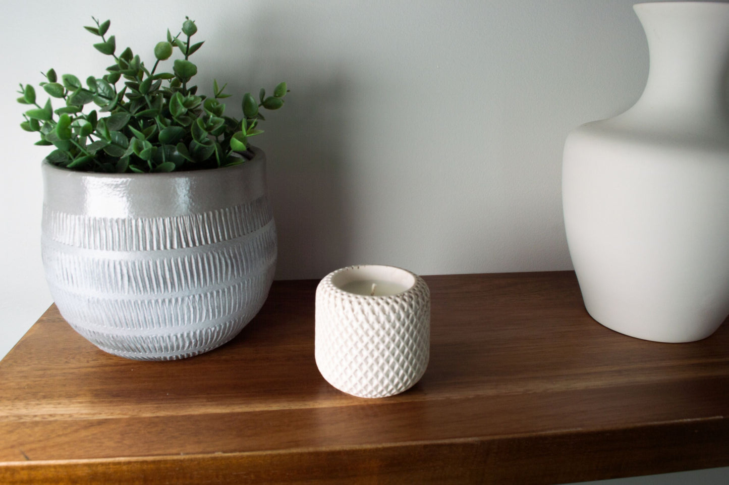 Stoneware Collection - Lattice Vessel with Candle