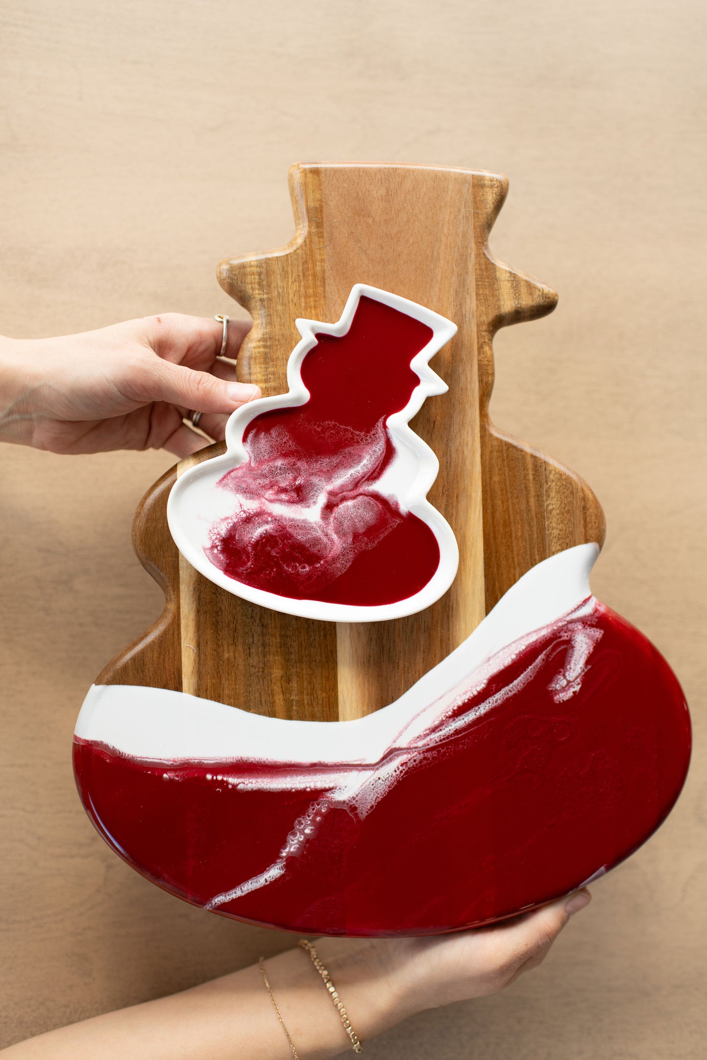 NEW!!! Snowman Charcuterie Board and Ceramic Tray