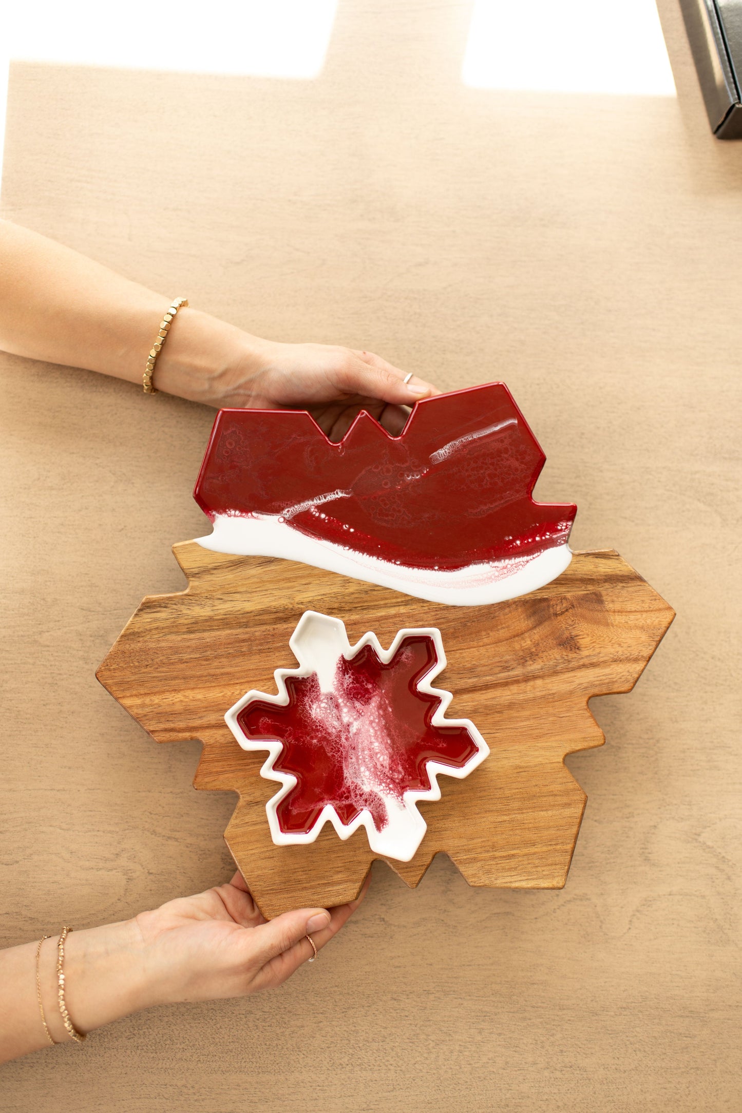 NEW!!! Snowflake Charcuterie Board and Ceramic Tray