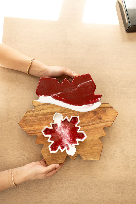 NEW!!! Snowflake Charcuterie Board and Ceramic Tray