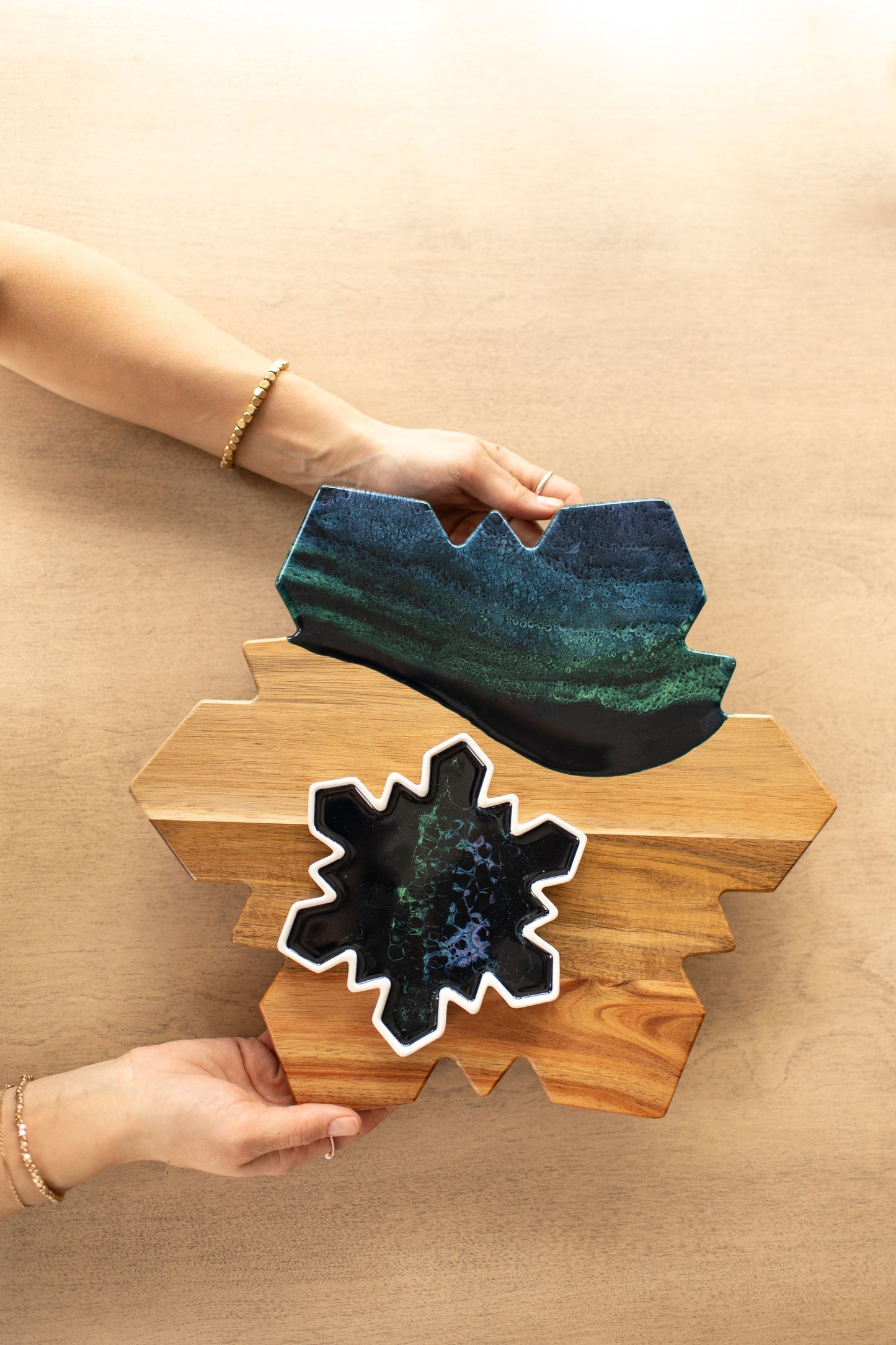 NEW!!! Snowflake Charcuterie Board and Ceramic Tray