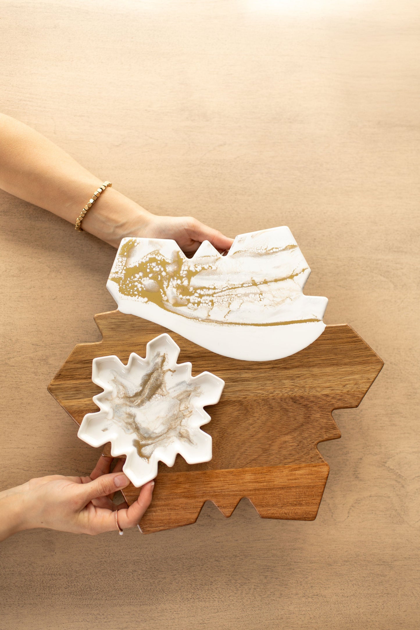 NEW!!! Snowflake Charcuterie Board and Ceramic Tray