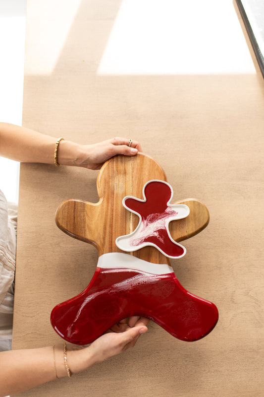 NEW!!! Gingerbread Man Charcuterie Board and Ceramic Tray