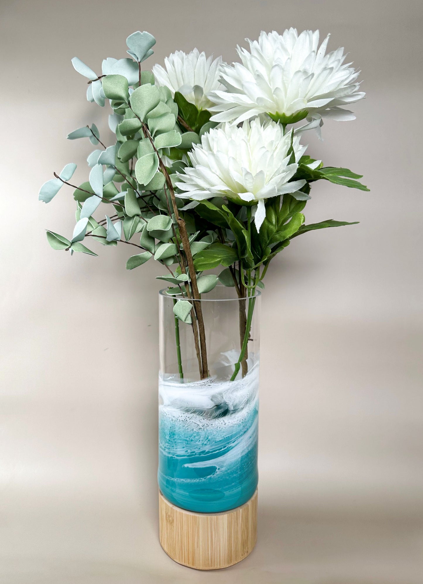 NEW!!! Resin Accented Vase with Bamboo Base
