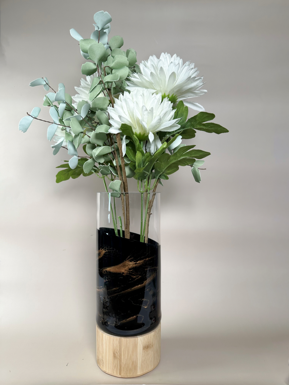 NEW!!! Resin Accented Vase with Bamboo Base