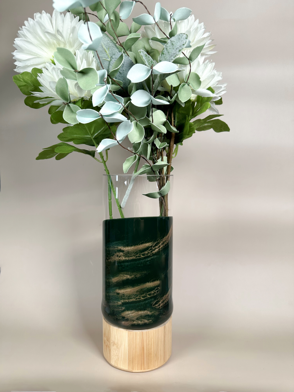 NEW!!! Resin Accented Vase with Bamboo Base