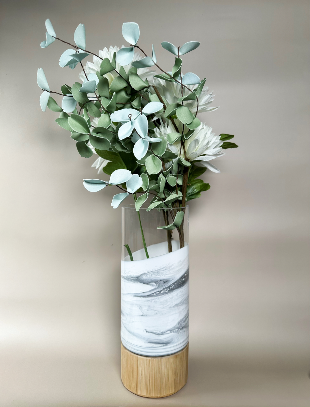 NEW!!! Resin Accented Vase with Bamboo Base