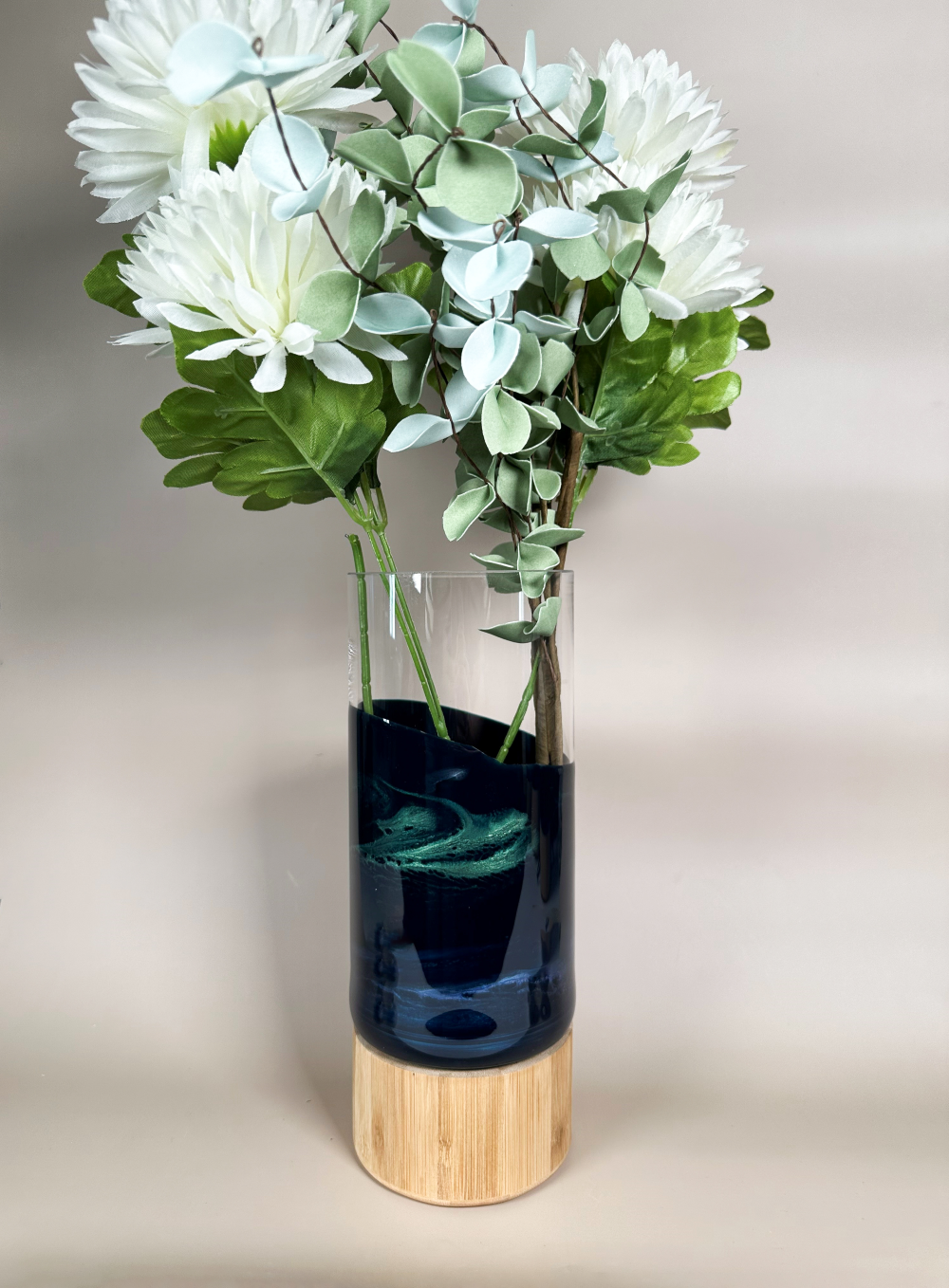 NEW!!! Resin Accented Vase with Bamboo Base