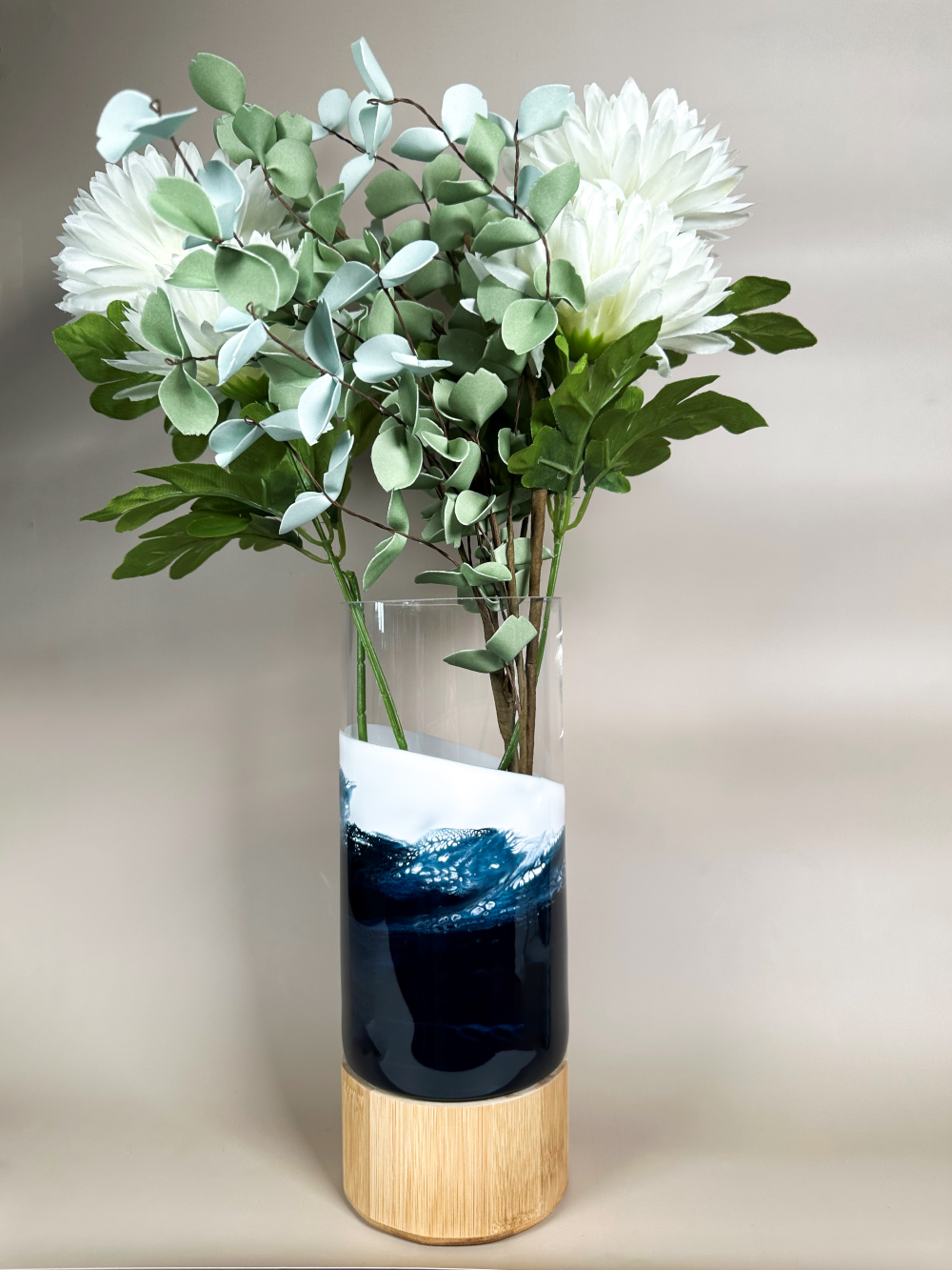 NEW!!! Resin Accented Vase with Bamboo Base