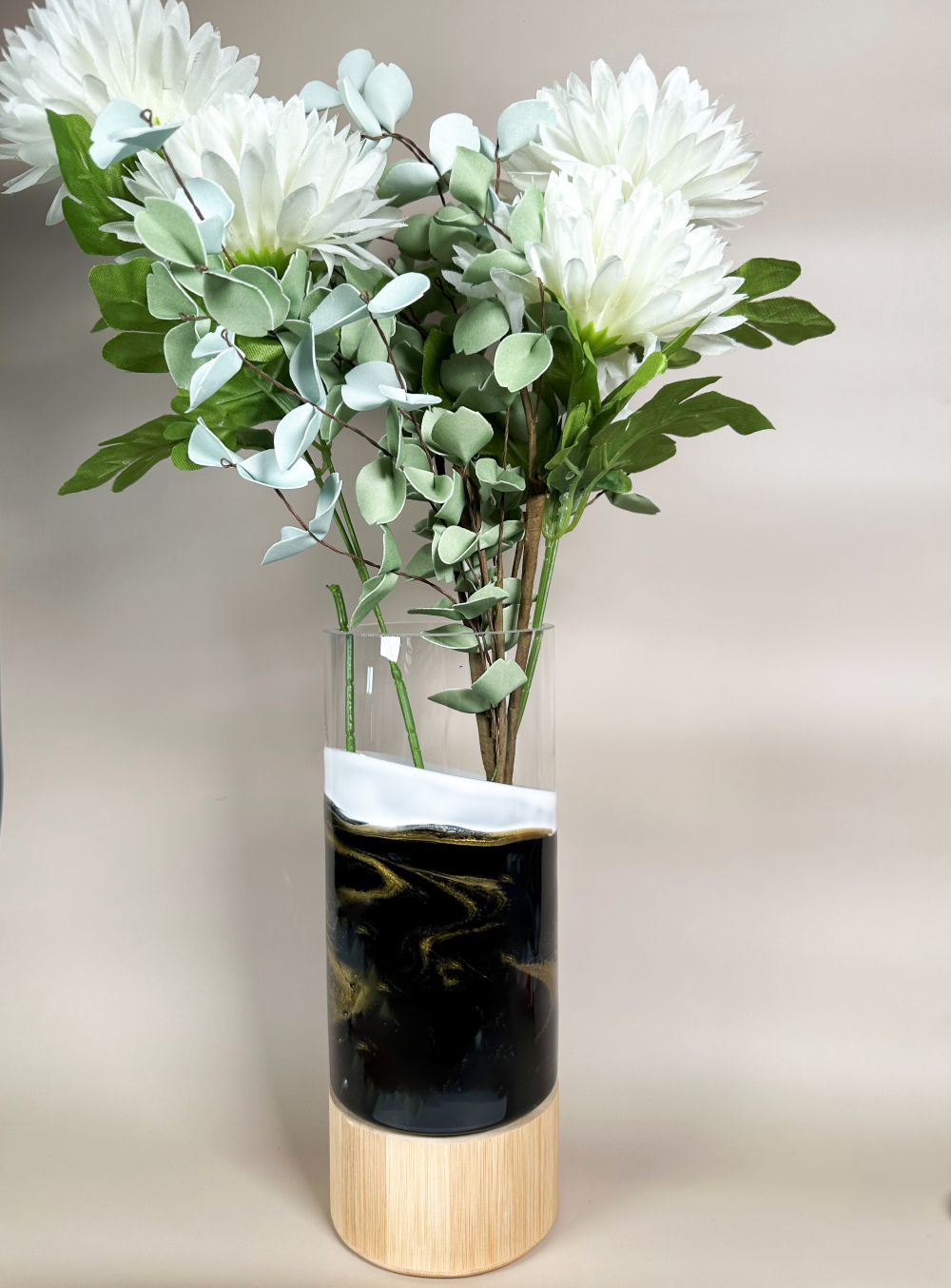 NEW!!! Resin Accented Vase with Bamboo Base