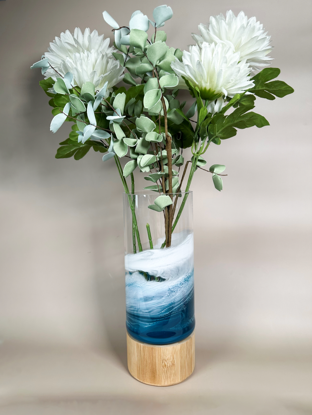 NEW!!! Resin Accented Vase with Bamboo Base