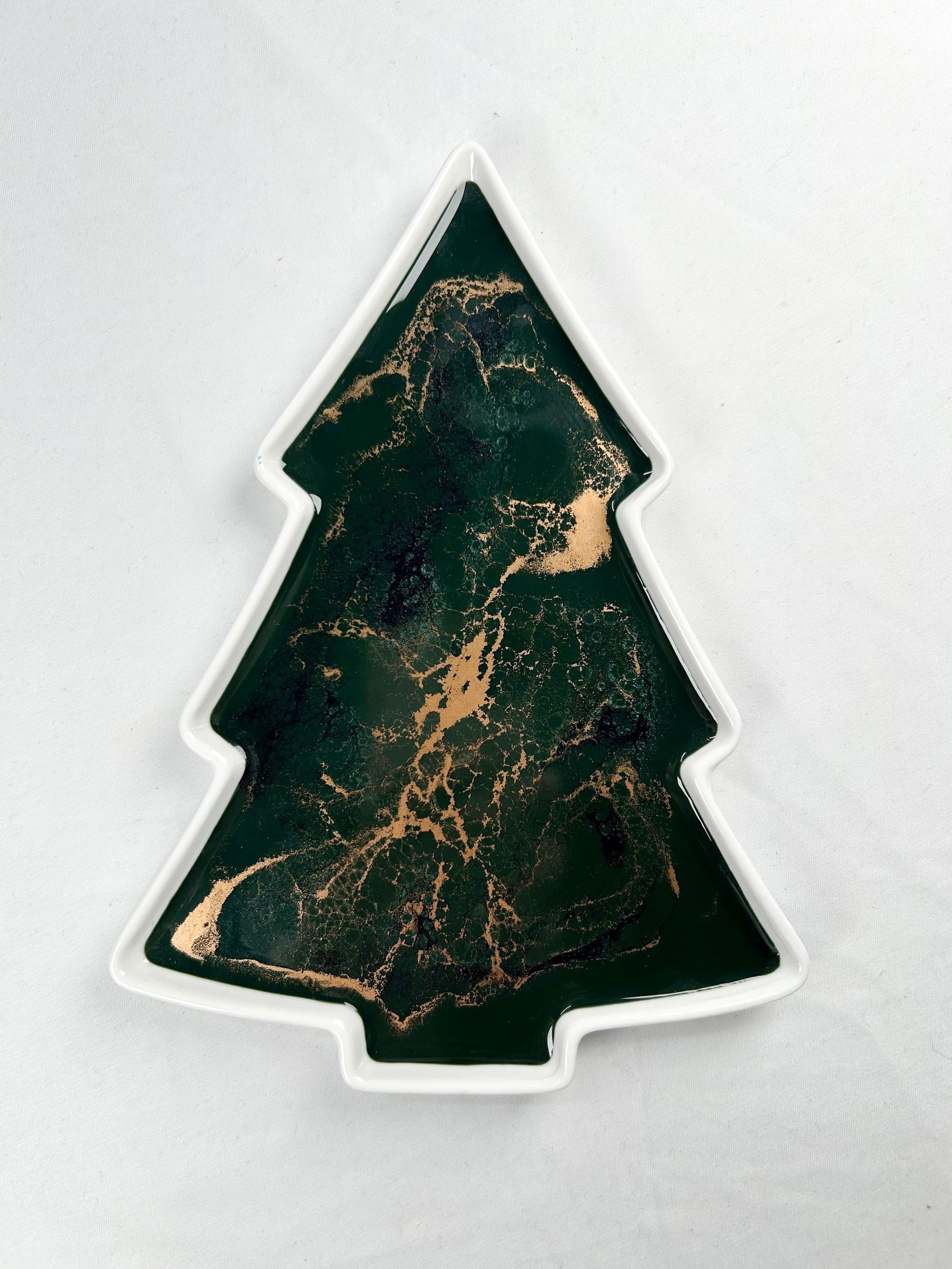 jade Christmas tree shaped ceramic tray 