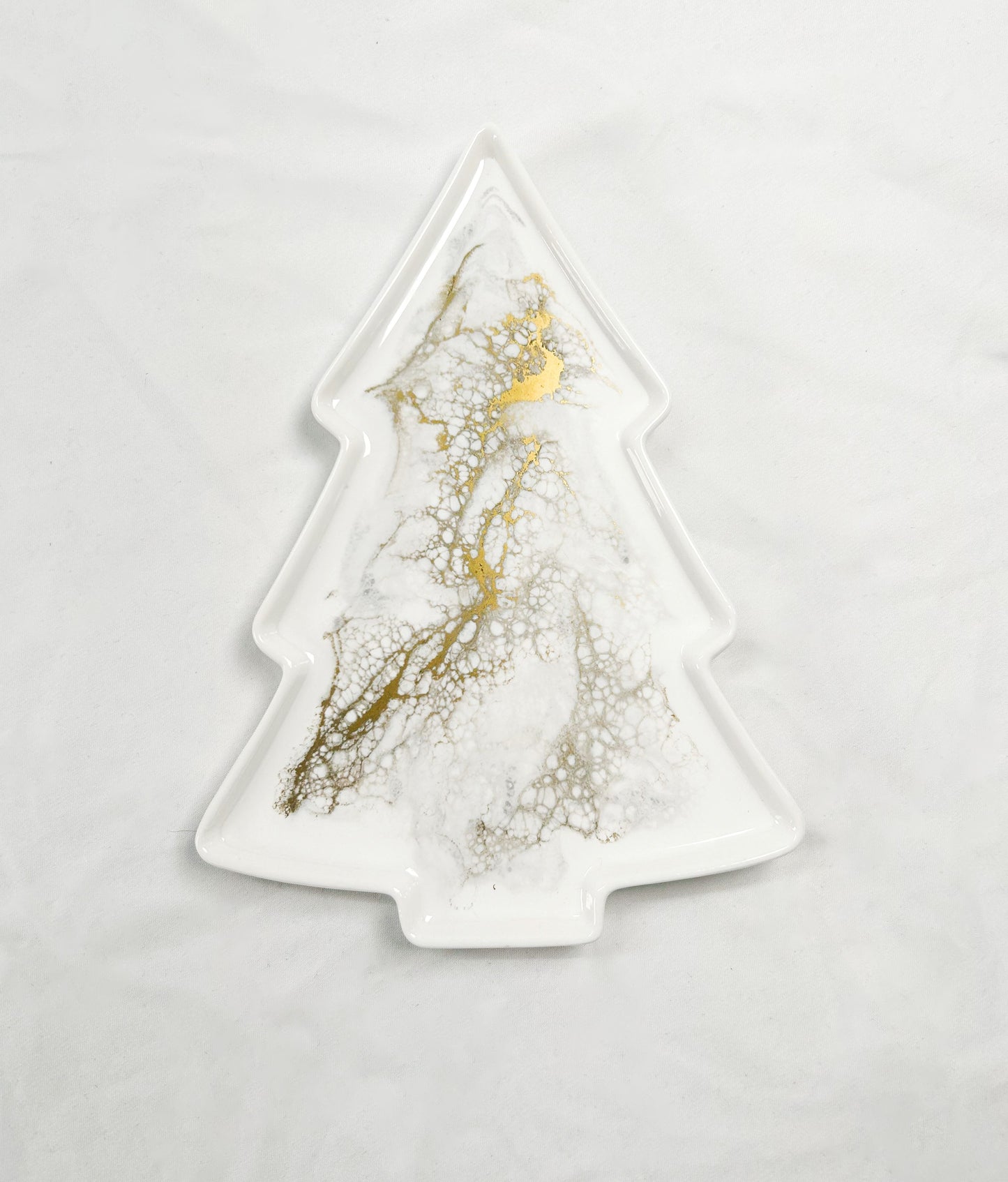 gold quartz Christmas tree shaped ceramic tray 