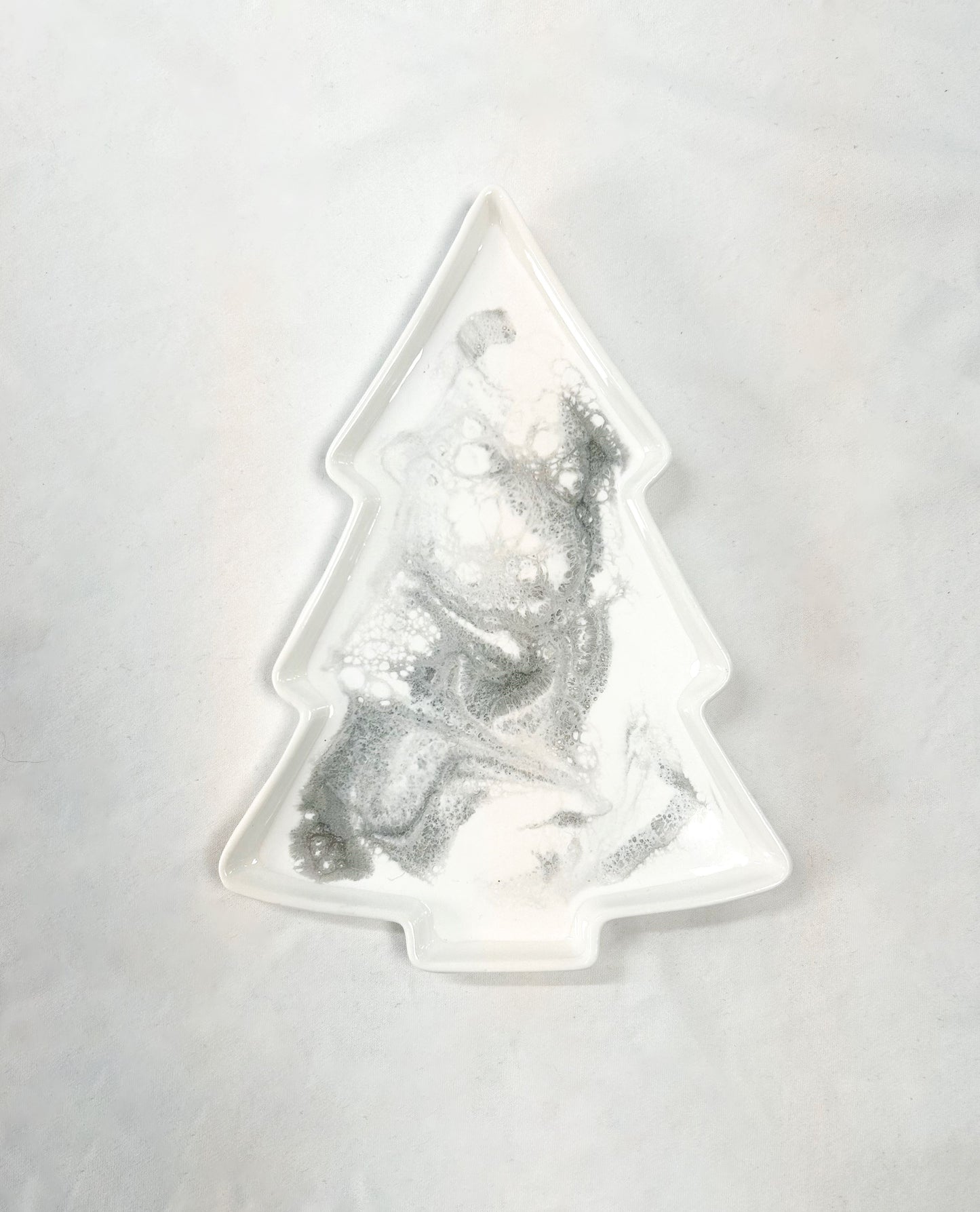 tinsel Christmas tree shaped ceramic tray 
