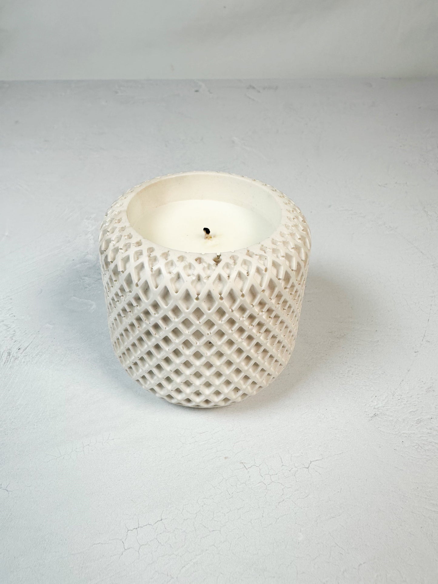 Stoneware Collection - Lattice Vessel with Candle