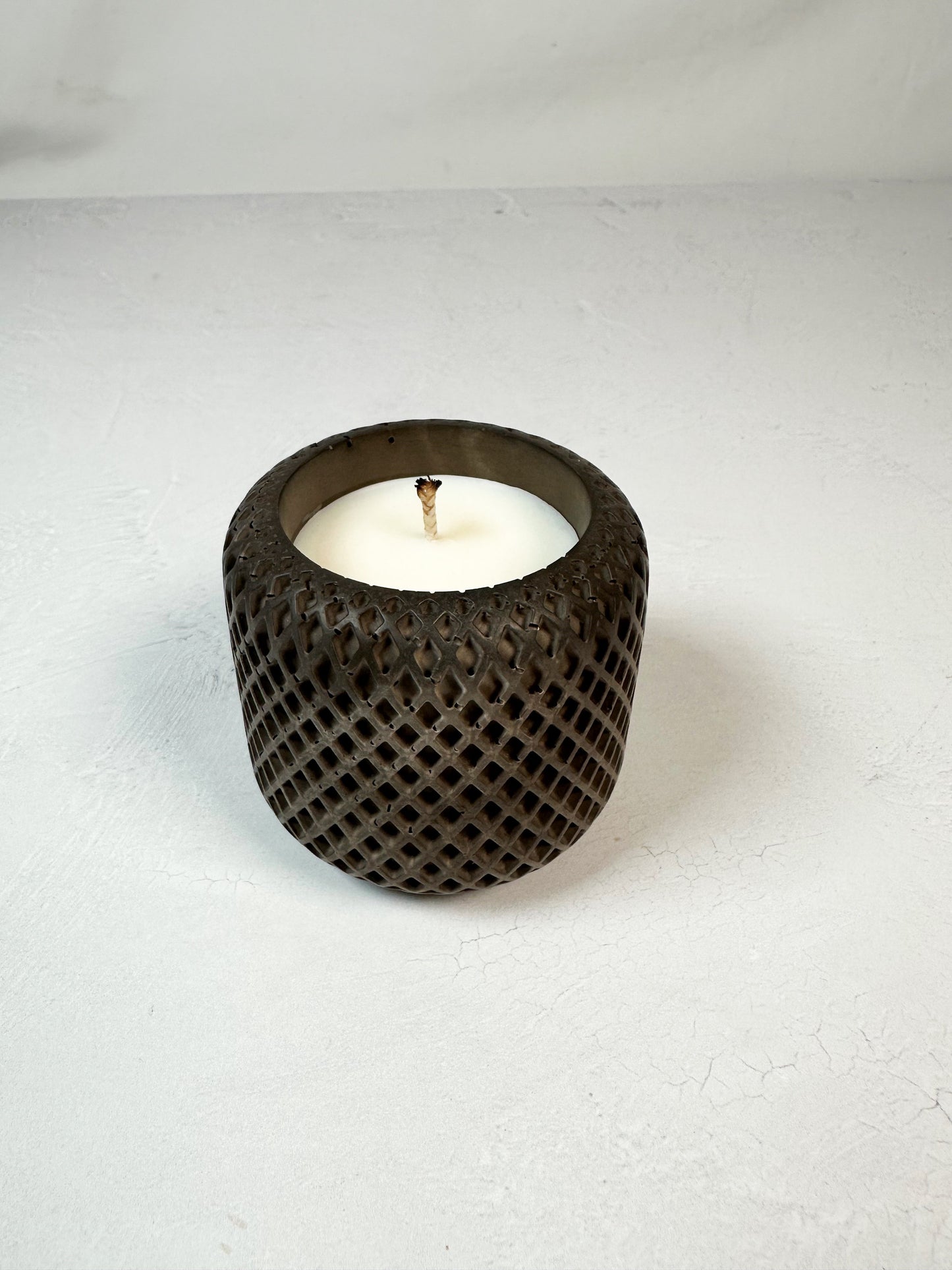 Stoneware Collection - Lattice Vessel with Candle