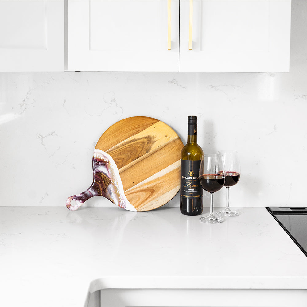 Round Cheese Paddle Acacia Boards