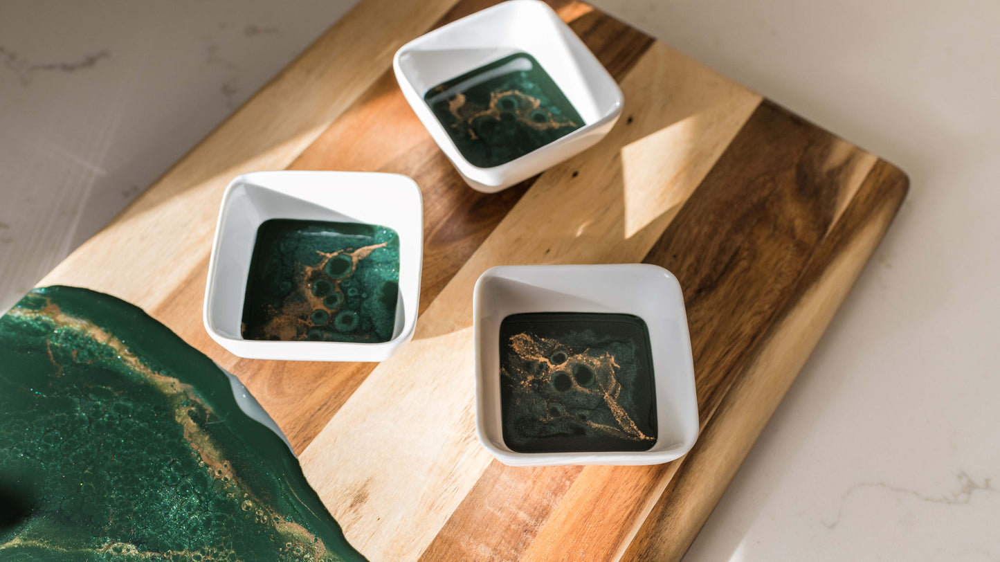 NEW! Resin Accented Ceramic Dipping Bowls (sets of 3)