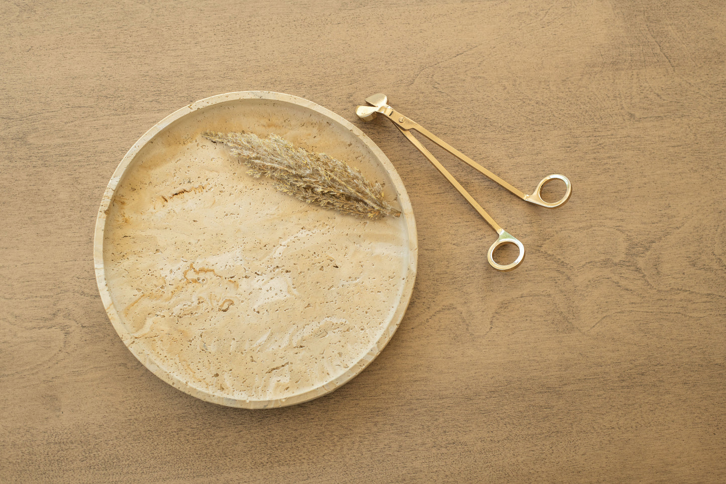 Travertine and Lava Rock Round Trays