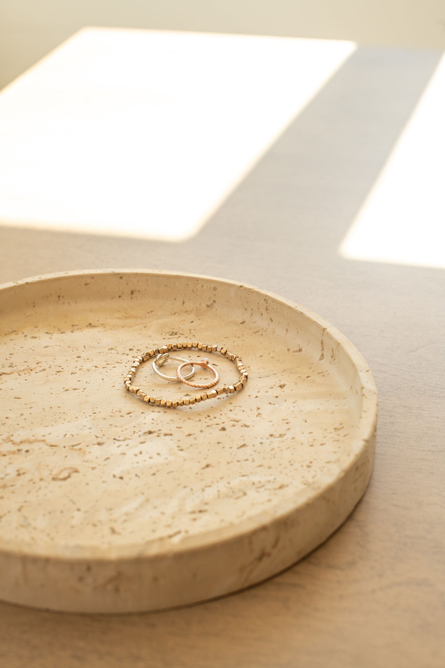 Travertine and Lava Rock Round Trays