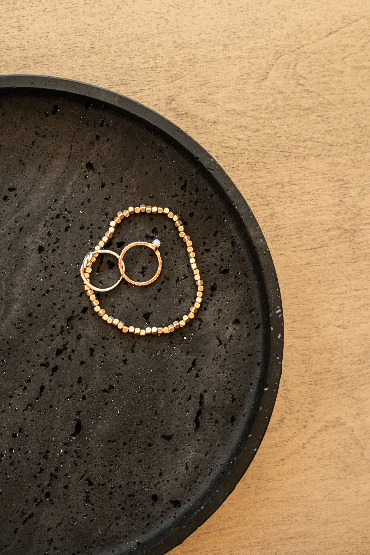 Travertine and Lava Rock Round Trays