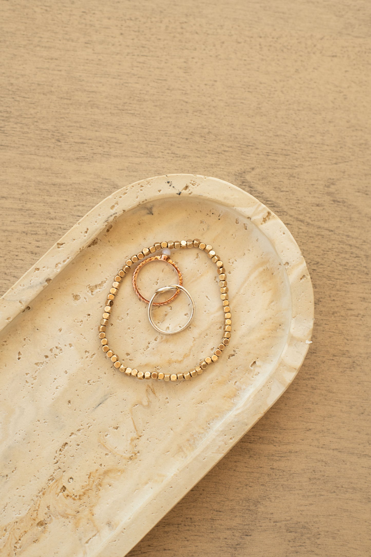 Travertine and Lava Rock Oval Trays