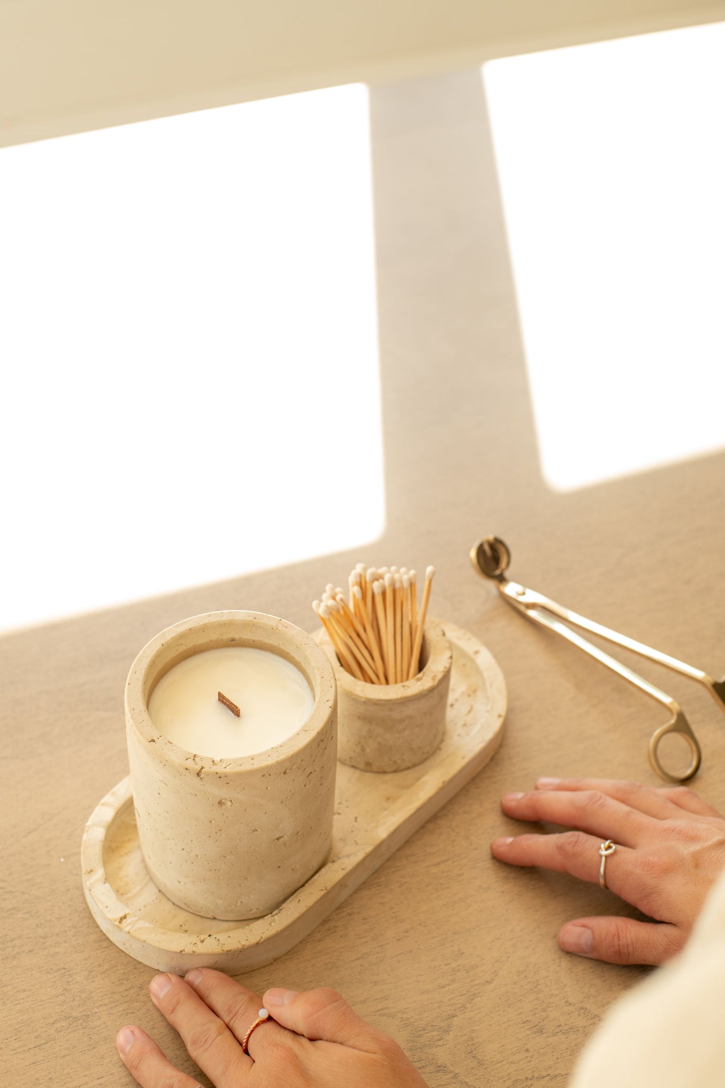 Travertine and Lava Rock Oval Trays