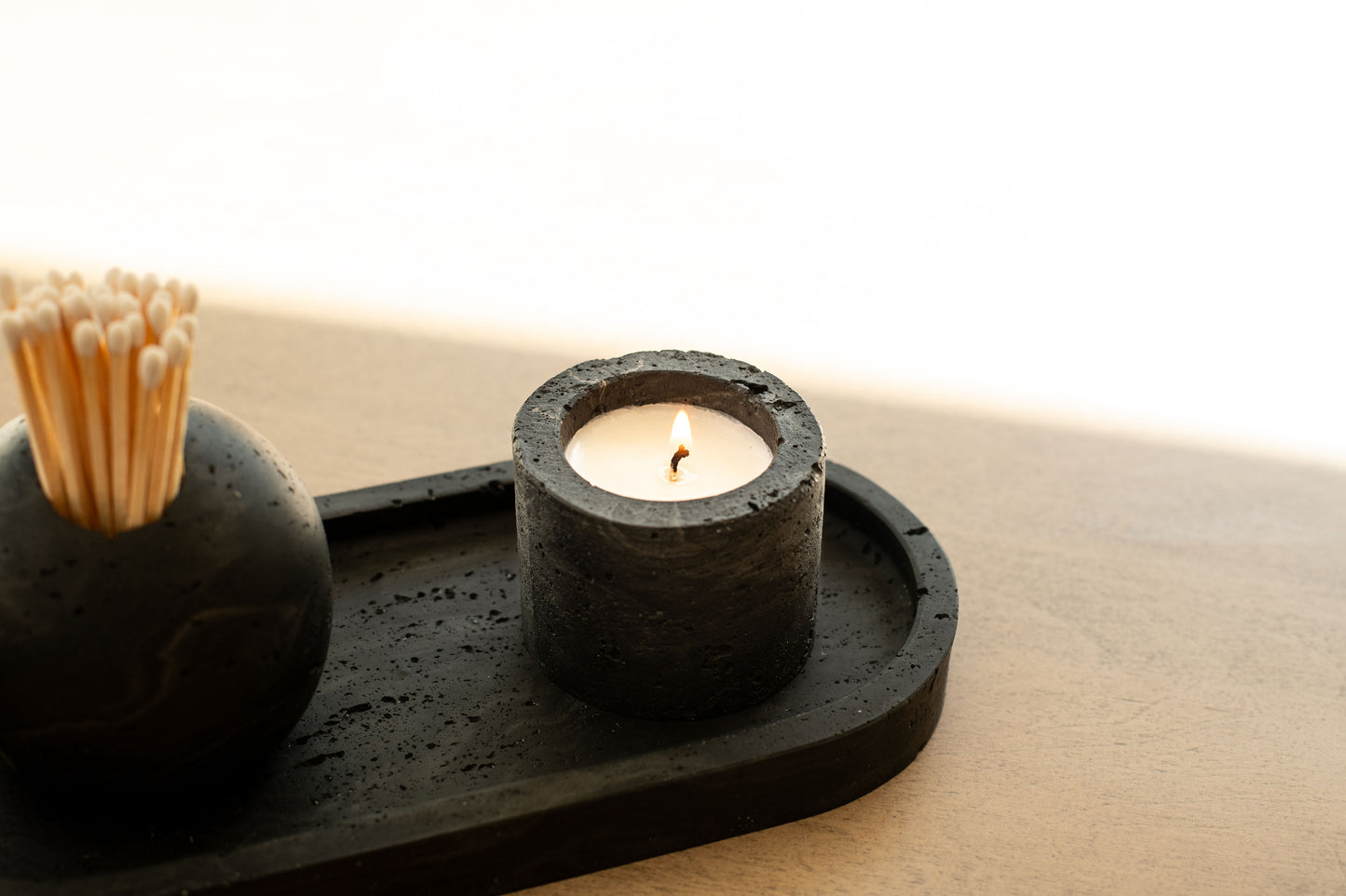 Travertine and Lava Rock Oval Trays