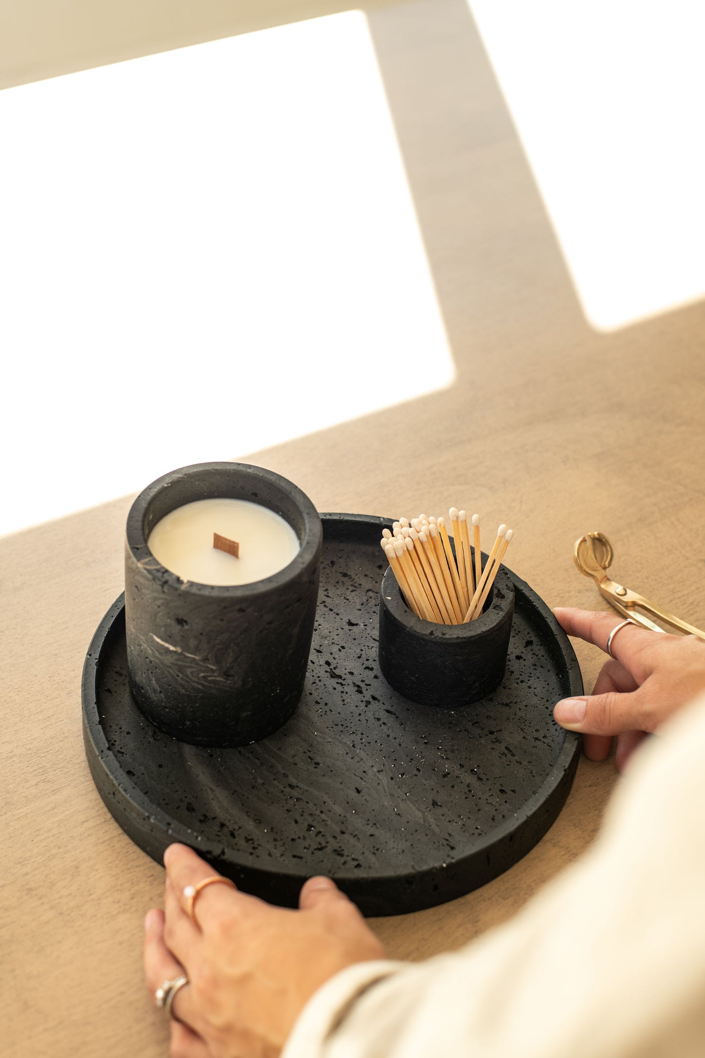 Travertine and Lava Rock Candle (with lid) - NEW SPRING SCENTS AVAILABLE!