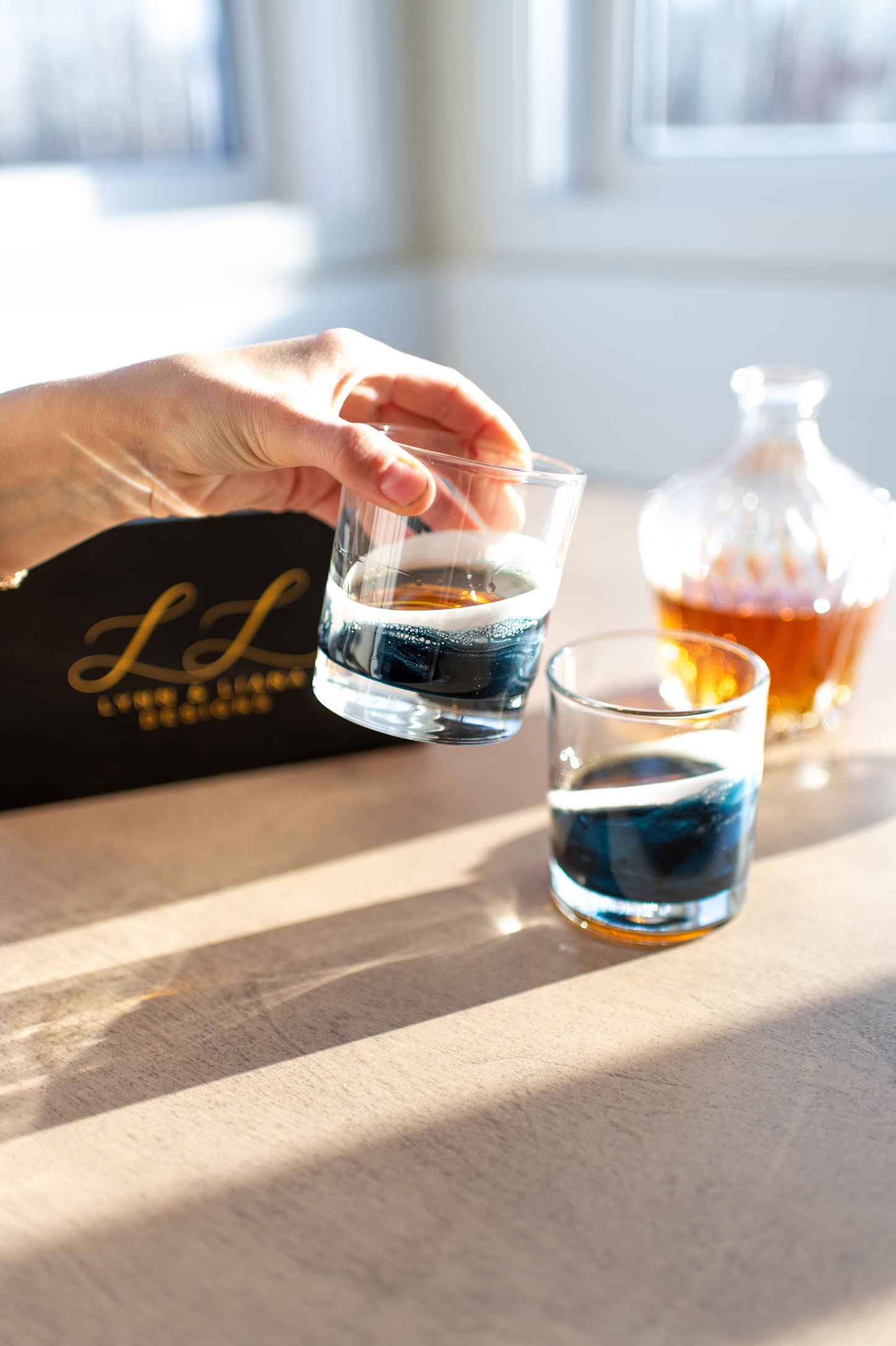 NEW!!! Resin Coated Old Fashioned Whisky Glasses (Set of 2)