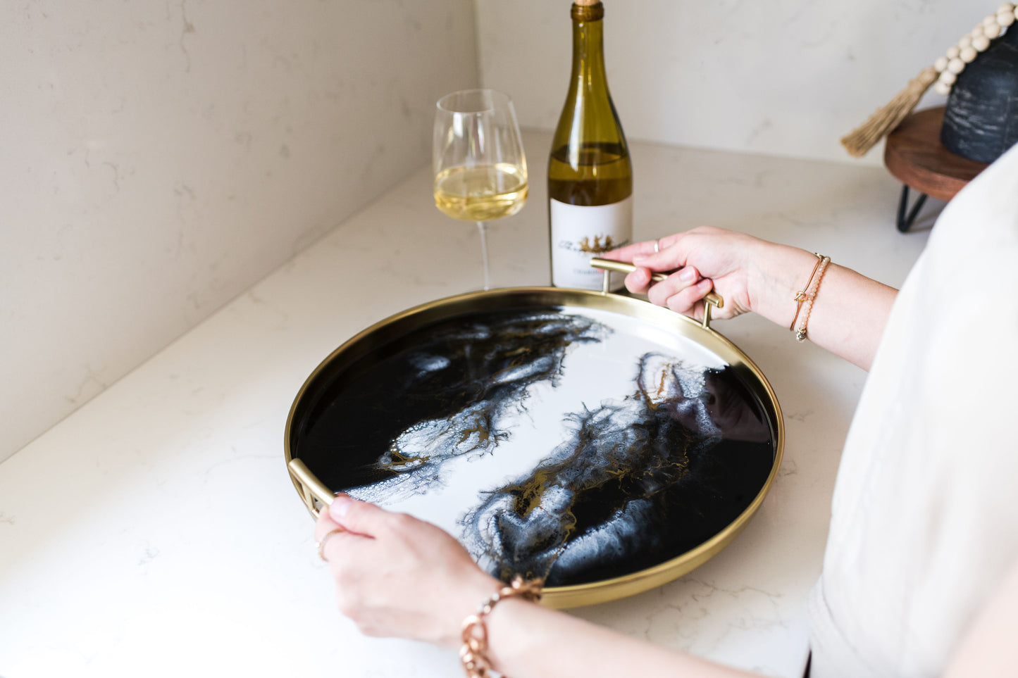 NEW! Resin Gold Round Tray