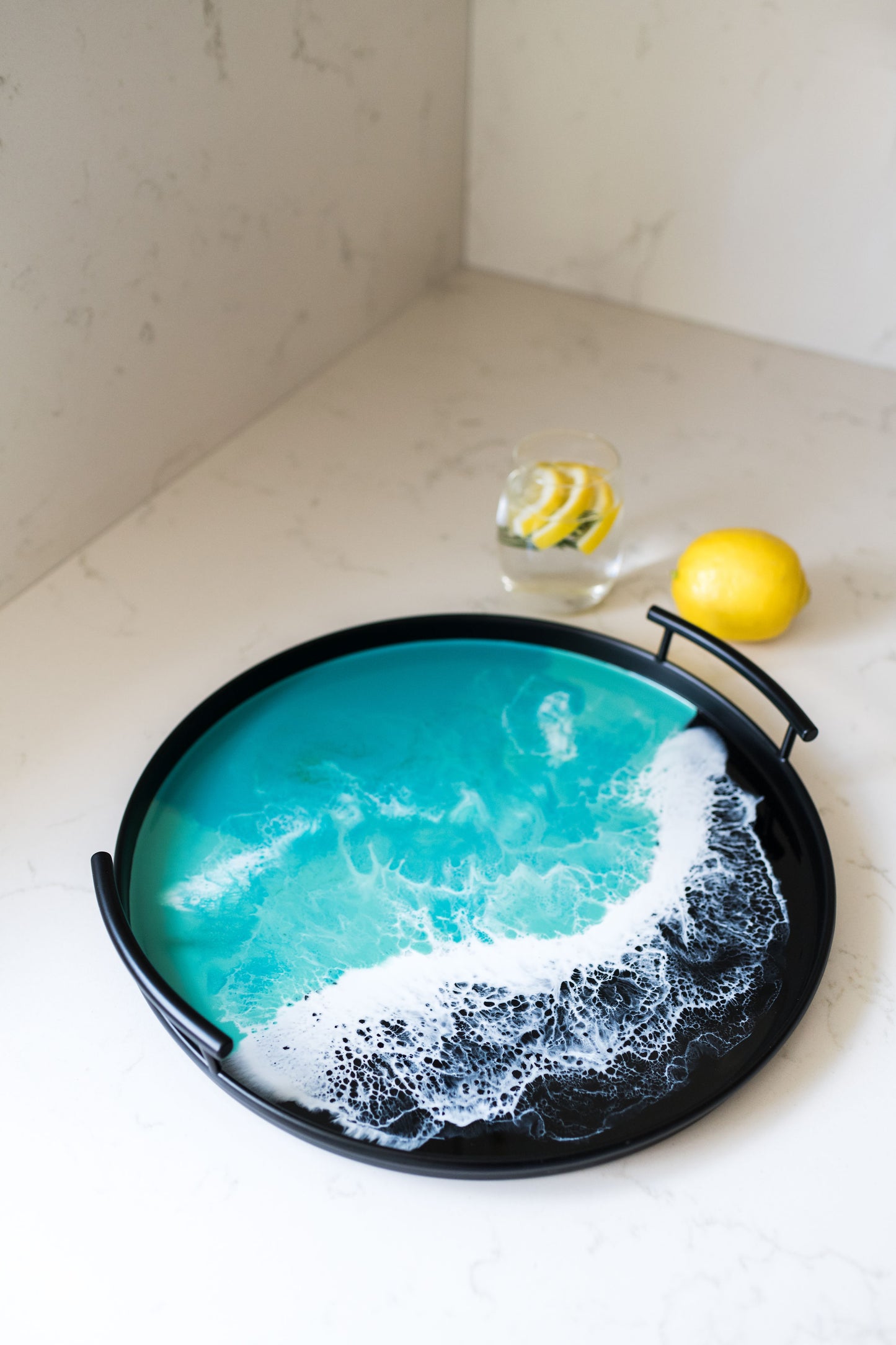 NEW! Resin Black Round Tray