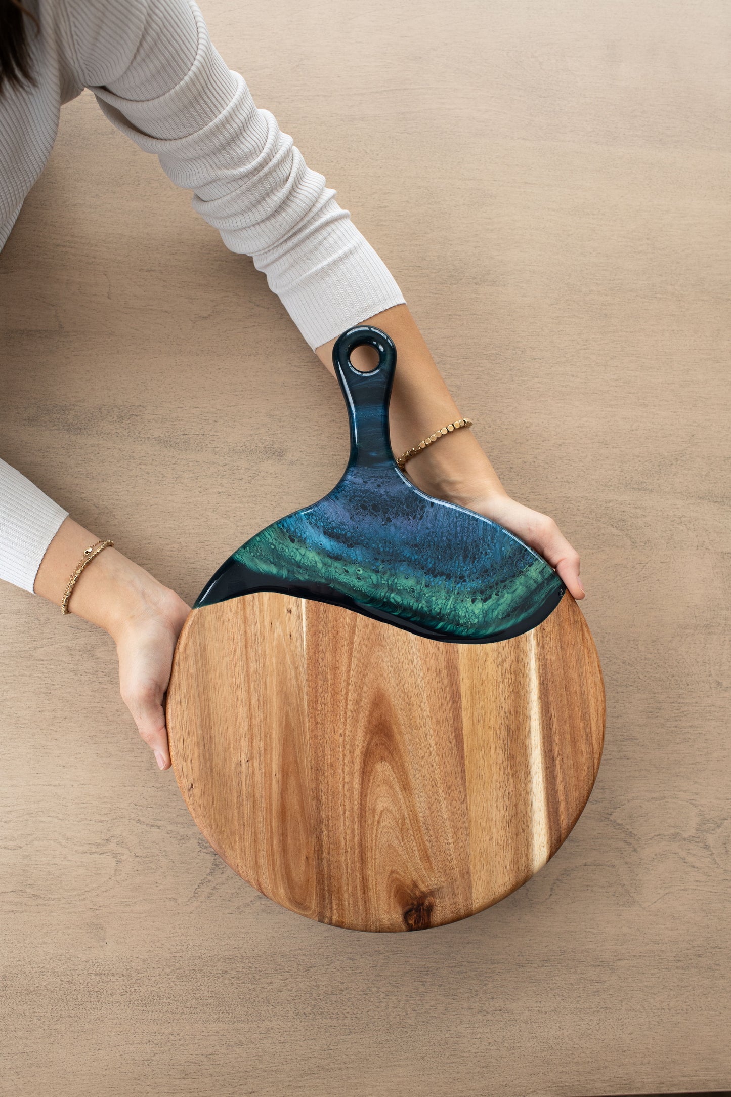Round Cheese Paddle Acacia Boards