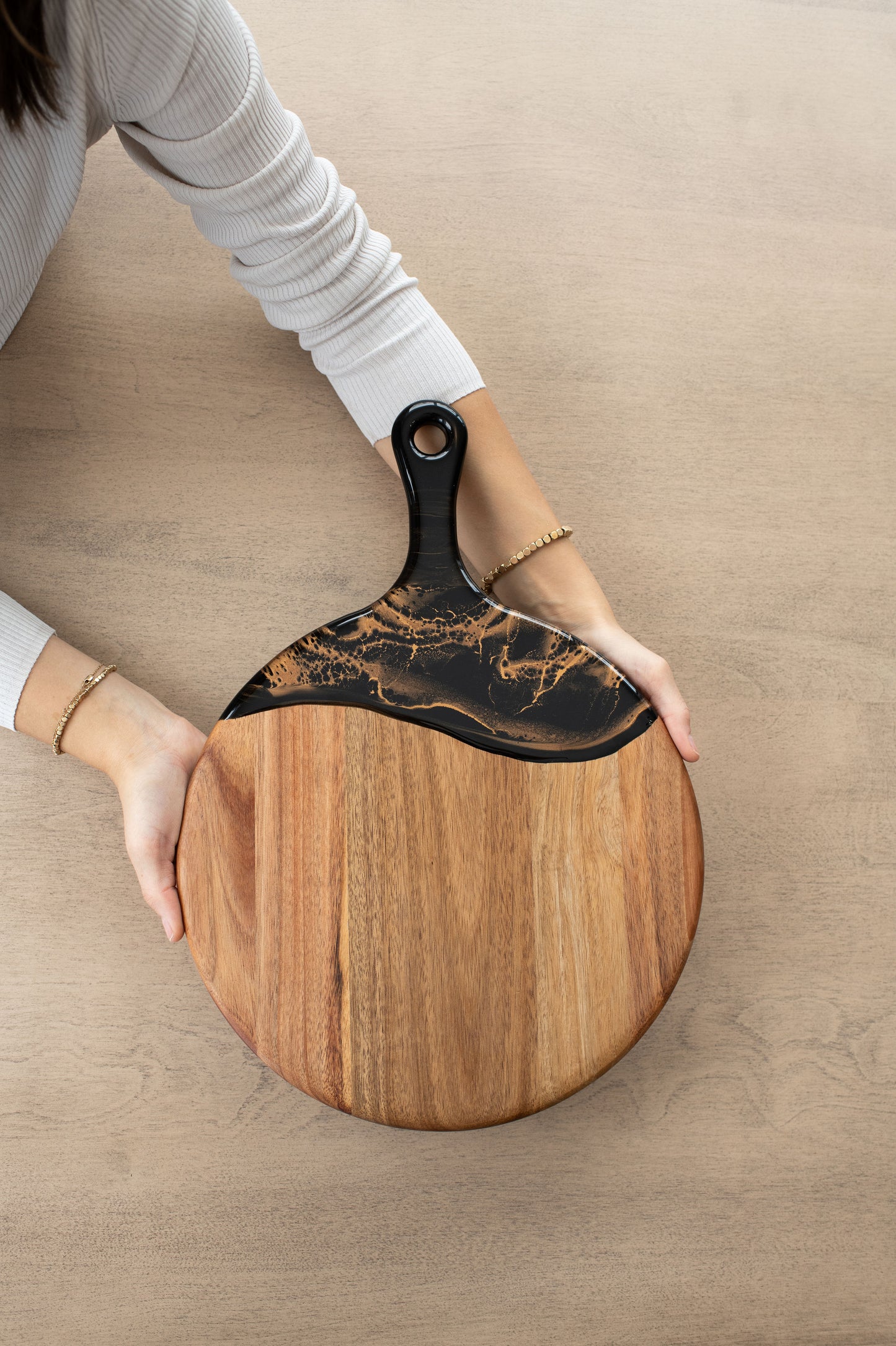 Round Cheese Paddle Acacia Boards